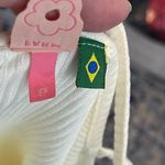 Farm Rio  Tank Top Women P XS Ivory Ribbed Halter Strap Asymmetrical Beachy Flowy Photo 4