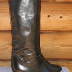 Vintage 80's Black Tall Heeled Leather Boots Black Size 9 Photo 0