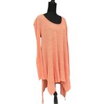 Free People  Coral Peach Oversized Asymmetrical Hem Tunic Sweater Size Medium Photo 5