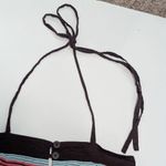 Volcom Vintage Y2K  Striped Halter Mini Dress Polka Dot Chocolate Brown Aqua Blue Photo 3