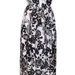 H&M  Women’s Maxi Dress Sleeveless Black White Tropical Pattern Size 4 Vacation Photo 1