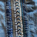 Free People Distressed Denim summer Mini Skirt beaded details cutoof fringe Photo 8