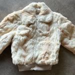 Vintage Elam White Brown Beige Rabbit Fur Zip Down Long Sleeve Women’s Sz M Size M Photo 0