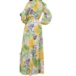 HYFVE  Pink Green Tropical Long‎ Sleeve Attached Romper Maxi Dress  Size S Photo 2
