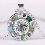 Eye Round Colorful Alloy Pendant Charm Necklace, Silver Plated *Faux Fashion Je Photo 1