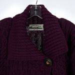 Vintage Arancrafts Ireland Purple Merino Wool Cableknit Sweater Small Photo 1