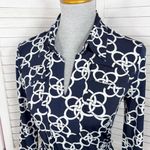 Merona  Geometric Links Collared Tie Waist Shirt Dress Blue White Small Photo 4