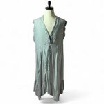 Free People  Blue Striped Ruffle High-Low Maxi Dress Sleeveless‎ Photo 1