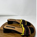 ZARA  Sandals Womens Black Hand Beaded Fringed Mule Slide Sandals Size‎ 41 Photo 4