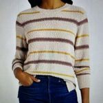 Mason & Belle  Ellie Textured Striped Sweater Cream, Brown, Yellow Size XL Photo 1