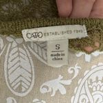 Cato Olive Green Open Knit Crochet Sweater Scalloped Hem Boho Cottagecore S Photo 4