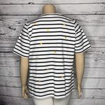 cj banks  NWT Size 1X White & Black Stripe - Sun Embroidered Knit Top Shirt Photo 2
