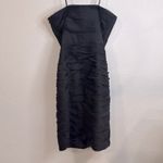 Monique Lhuillier  Black Strapless Ruched Chiffon Bridesmaids Dress, Size 4 Photo 3