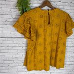 Forever That Girl Mustard Marigold Yellow Eyelet Boho Blouse Size L Photo 5