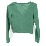 Madewell  Cropped Crinkled Green Long Sleeve Lightweight Button Down Cardigan Top Photo 5