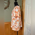 Liz Claiborne  White Orange Blouse Floral Short Sleeve Size S Tied Front NWT Photo 2