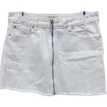 Free People We The  White Zip Up Denim Jean Raw Hem Distressed Mini Skirt Sz 29 Photo 5