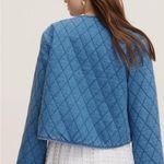 Kate Spade  Quilted Denim Jacket XL Blue Pearl Button Front Women’s Casual Coat Photo 2