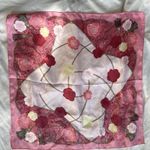 Vintage Style Pink Red Rose Floral Square Scarf Satin Bandana Head Hair Wrap Photo 5