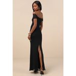 Lulus Faizah Black Mesh Off Photo 6