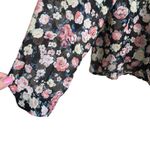 About A Girl Top Women 4 Navy Floral Long Sleeve Button Up Girly Cottage Boho Photo 3