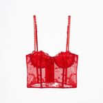 ZARA New Women Red Sexy Embroidered Underwire Corset Size 34B Photo 2