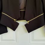 Milly  Black Blazer Jacket with Gold Zipper Accents Size 6 Photo 2