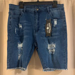 Crazy Train  Ripped Blue Jean Shorts Photo 0