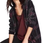 1. State  black red plaid fuzzy open cardigan long sweater L Photo 0