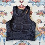 All Fenix High Neck Snakeskin Pattern Navy & Black Sports Bra Cut Out XS Photo 0