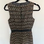 Trina Turk   Tweed Sleeveless Sheath Dress Black Brown Cream Leather Trim Size 0 Photo 7