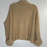 Rain + Rose Waffle Knit Cuff Turtleneck Oversized Sweater Women’s Size L Tan Size L Photo 1