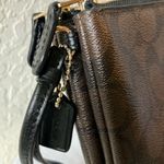 Coach :Dark Brown (C5576) Coated Canvas Signature Double Zip Wristlet-Gold tone Photo 2
