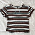 Fiestar Five Star Brown and White Fitted Ribbed Tee Photo 0