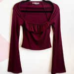 Urban Outfitters Burgundy Bell Sleeve Top Fairy Grunge Y2K 2000s Gothic Coquette Medium Photo 0
