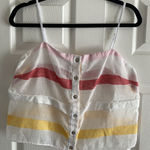 Flagpole NYC Womens Large Sheer Stripe Melissa Crop Top Euro Resort Sheer Clean White Photo 0