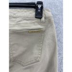 Michael Kors  MK Women's Pants Tan Brown Slim Size 2 Gold Zipper Pockets Cotton Photo 4