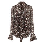 Trina Turk NEW NWT  Alora Leopard Tie-Neck Blouse Size Large Photo 5