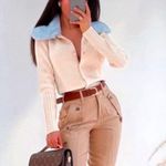 ZARA Faux Fur Lapel Collar Knit Cardigan Photo 5