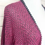 julie's closet Julie’s Closet Burgundy & Black Open Front Dolman Sleeve Cardigan Size Large Photo 4