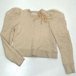 Ulla Johnson Harper French Terry Pullover Oatmeal Puff Sleeve Poplin Collar S Photo 0