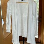 Tahari  100% Linen Open Front Waterfall Shark bite Cardigan White Size Medium Photo 0