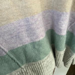 Gap Gray Purple Multi Stripe Knit Rib Neck Turtleneck Sweater Womens Medium Photo 1