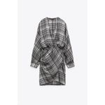 ZARA  Satin Effect Plaid Long Sleeve Mini Dress Photo 1