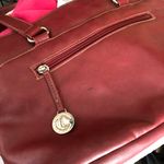 1990s vibrant red CARRYLAND leather shoulder hand rectangular bag purse Photo 6