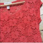 AMBIANCE Apparel scoop neck cap sleeve lace tee size M Pink Photo 2