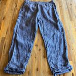 Rachel Roy  Elastic waist cropped linen‎ pant with pockets blue size medium Photo 0