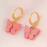 Urban Outfitters Pink Drop Butterfly Earrings Photo 0