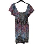 Anthropologie  Pink Blue Clementina Eyelet Floral Tiered Mini Dress Size XS Photo 2