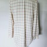 Aerie  Cream & Red Plaid Flannel Ruffle Vneck Tunic Top Size Medium Photo 4